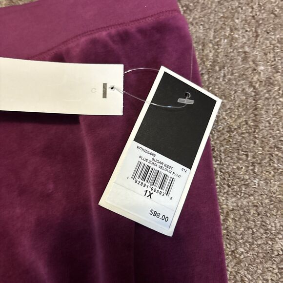 NEW Juicy Couture Black Label bottoms 1X raspberry pink velour NWT $98 - Picture 3 of 11